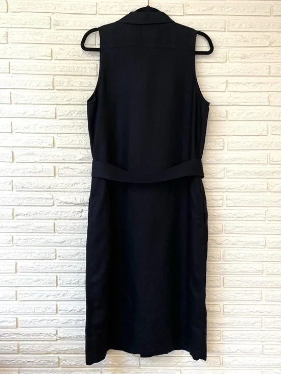 Polo Ralph Lauren Kingsley Black Linen Midi Shirtdress Sleeveless Pockets Sz 12 - Picture 7 of 14